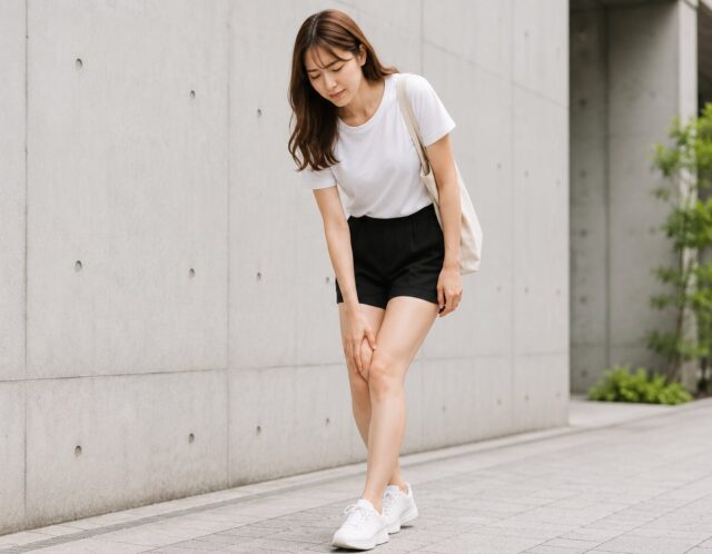 膝の痛みを庇う歩き方はオバ見え確定？太もも裏をほぐして美脚を取り戻す簡単ケア