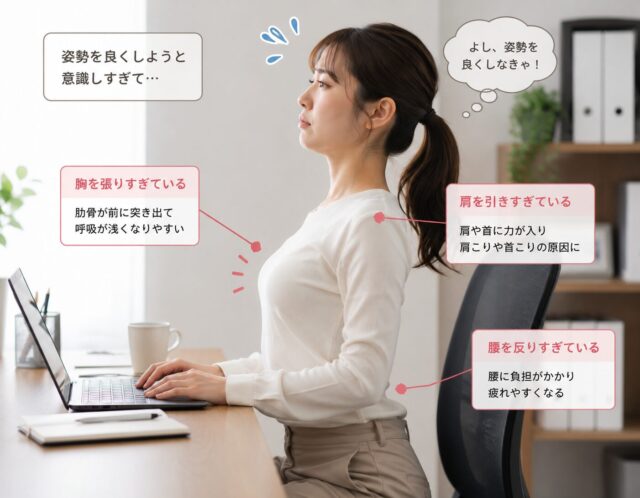 頑張って肩甲骨を寄せるのはNG？巻き肩を悪化させない4ステップケア