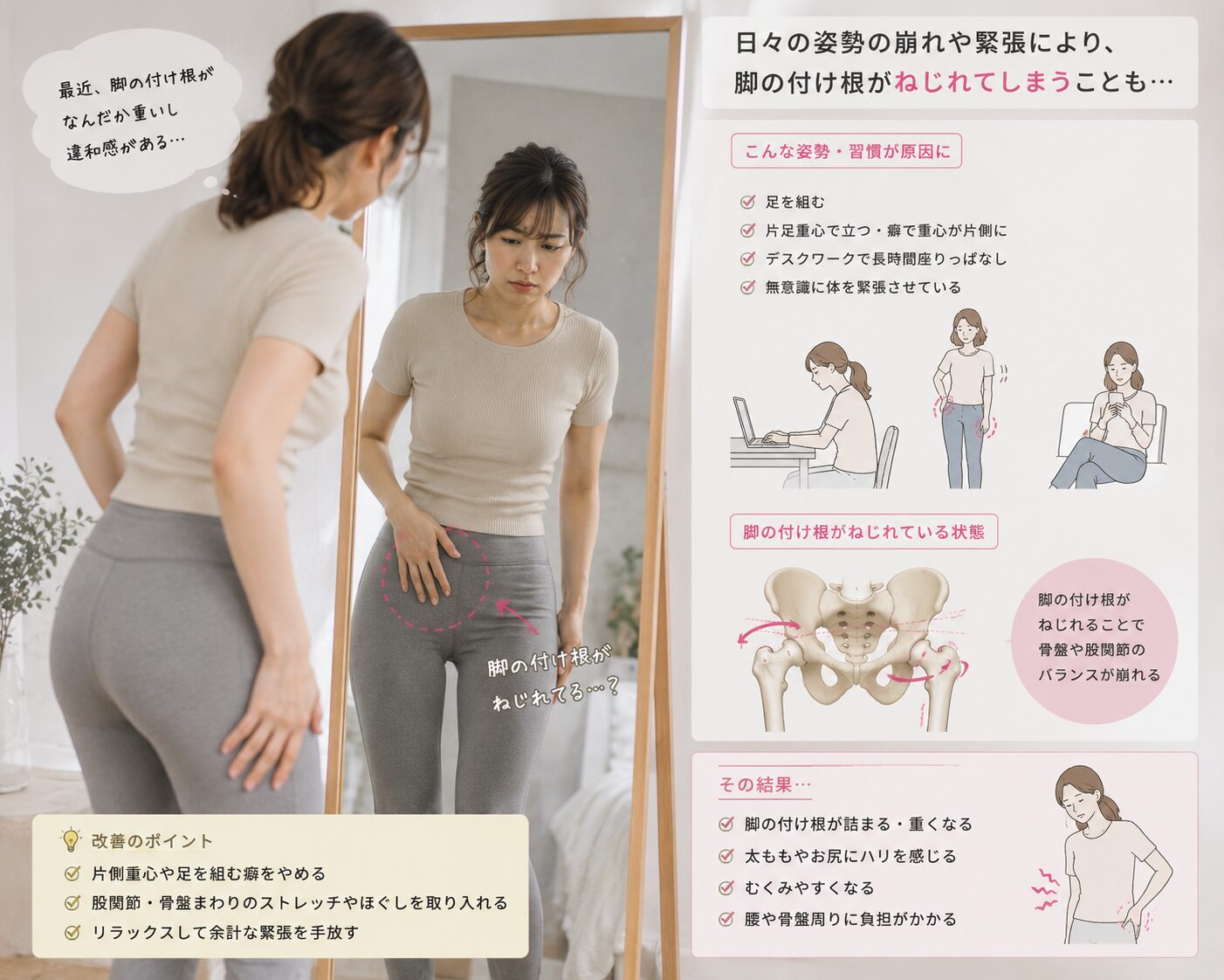 玉ねぎ尻の真犯人である大転子の内側へのねじれ