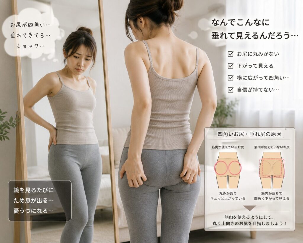 四角いお尻や垂れ尻にお悩みの女性