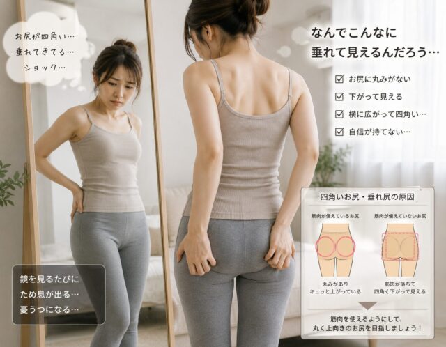 四角いお尻の原因はスクワット？垂れ尻を防ぎ美尻を取り戻す3ステップケア