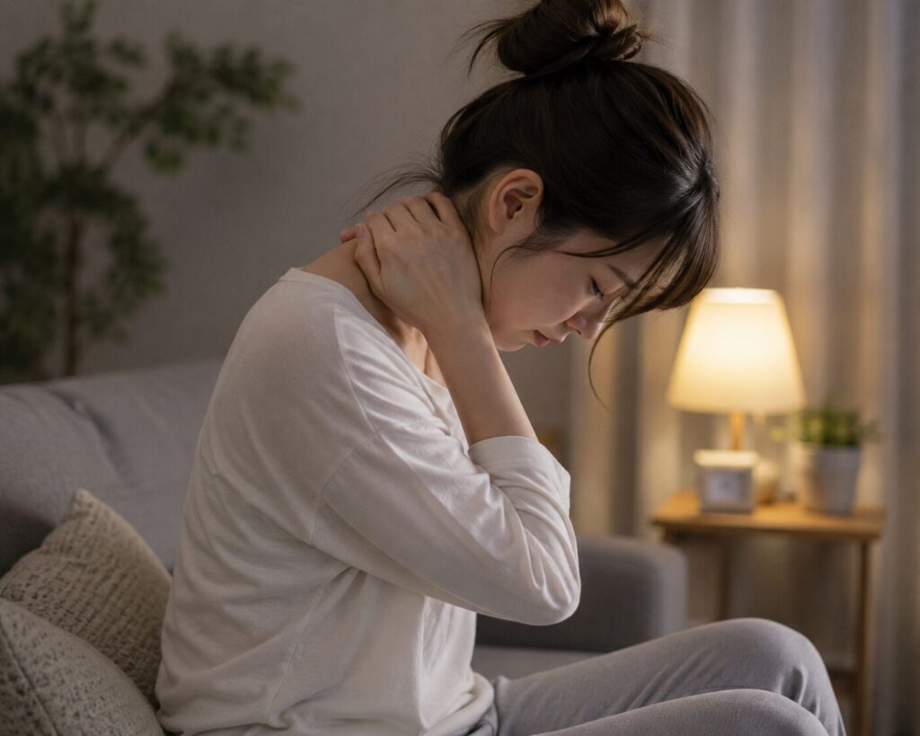 ストレートネックによる首の痛みと老け見えにお悩みの女性