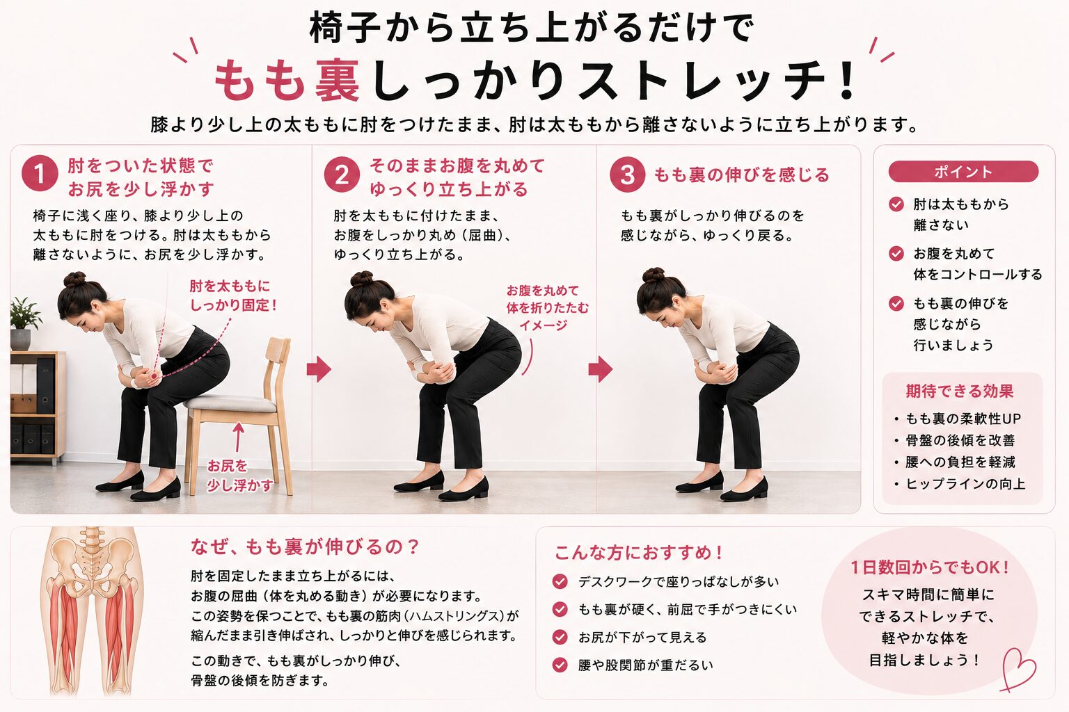 もも裏をゆるめて四角いお尻を改善する3ステップ美尻ケア