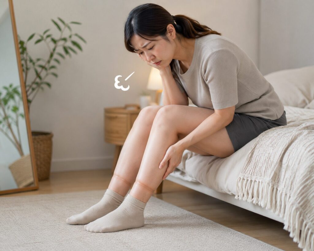 ふくらはぎのむくみや靴下の食い込み跡にお悩みの女性