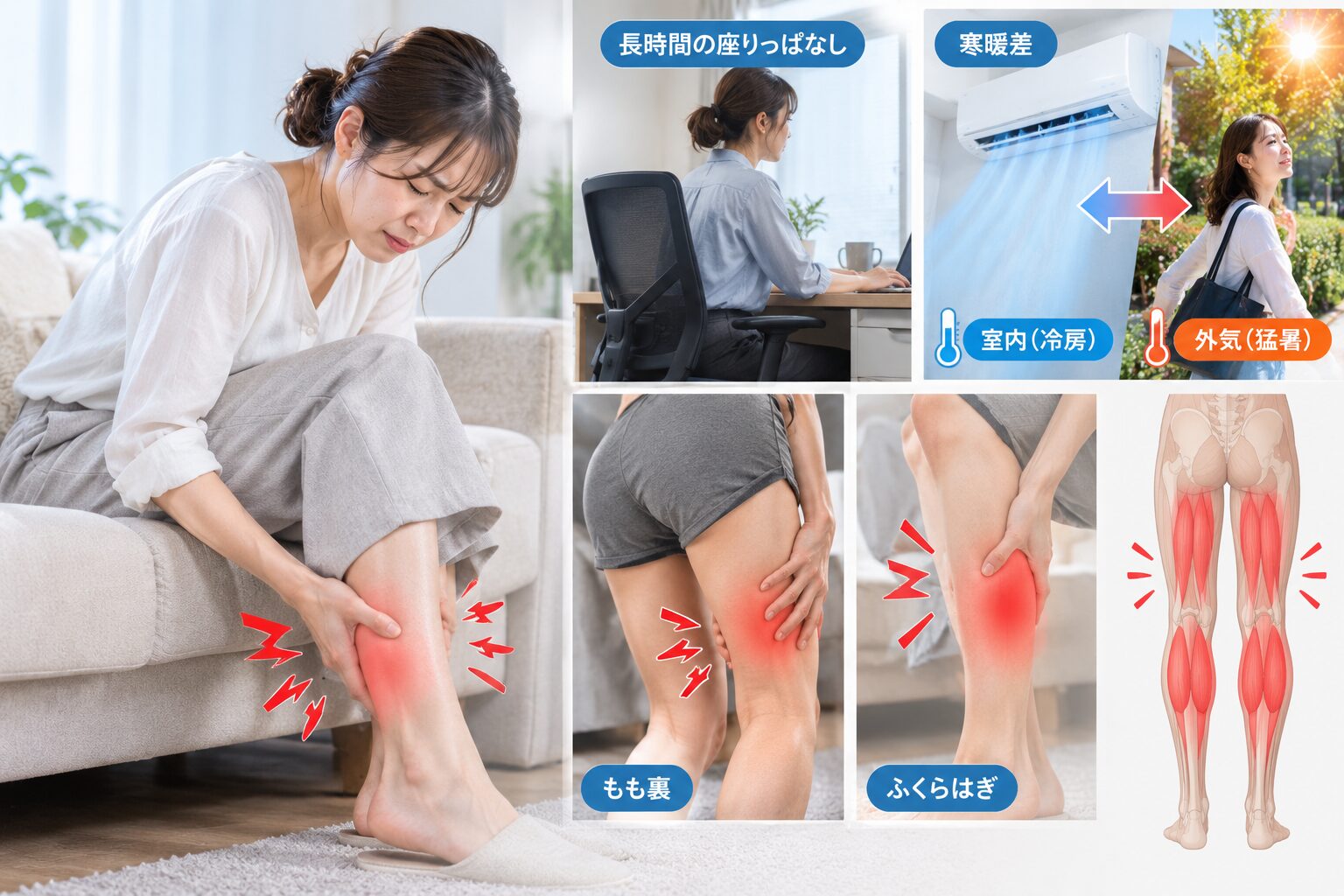 腰痛 膝痛 こむら返り もも裏