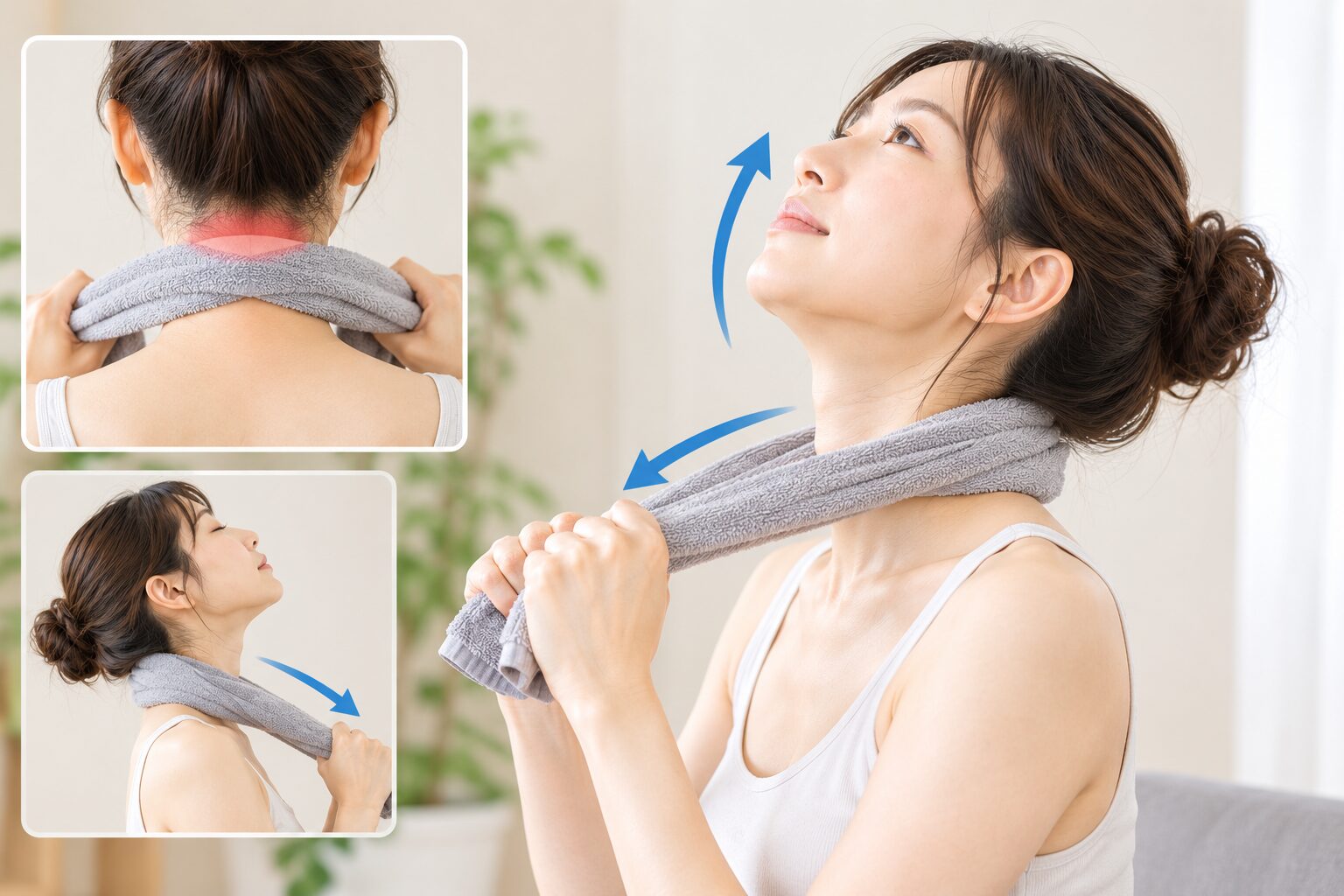 タオルを使ってストレートネックをケアする3ステップ